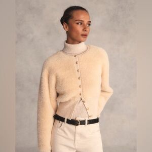 J. Crew Women’s Fitted-waist Cardigan in Fuzzy Yarn Size L NWT #CG679